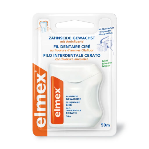 ELMEX Zahnseide gewachst mit Aminfluorid 50 m